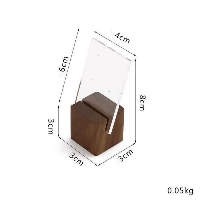 Transparent Acrylic Stud Earrings Display Stand (w/ wood base)