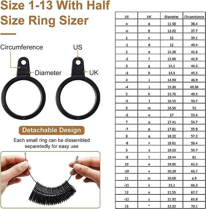 11 Pieces US UK Ring Mandrel Sets - Jewelry Packaging Mall