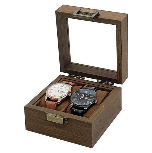Wooden Flip Concealed Lid Double Watch Organiser - Jewelry Packaging Mall