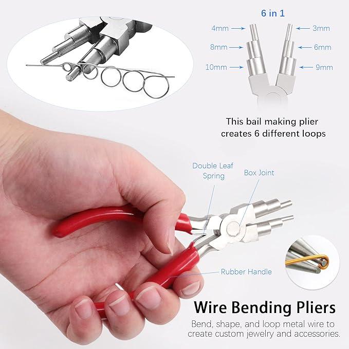 5 Pcs Jewelry Ring Bracelets Sizer Tools Measuring Set Includes Wooden Step Bracelet Mandrel, Rubber Hammer, Wire Bending Pliers, Wrist and Finger Sizer for Jewelry Making Crafts - Jewelry Packaging Mall