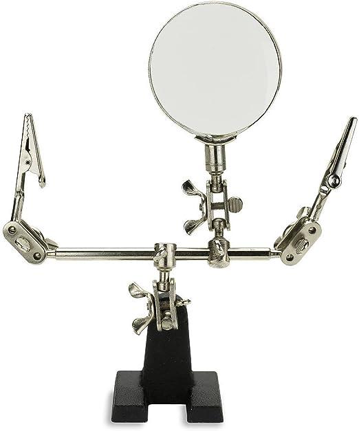 3 in 1 - Adjustable Helping Hand with Magnifying Glass, Third Hand Solder Aid, Soldering Wire Station Stand with Dual Alligator Clips and a Heavy Base, Beading & Jewelry Making Tools, Solder Holder - Jewelry Packaging Mall