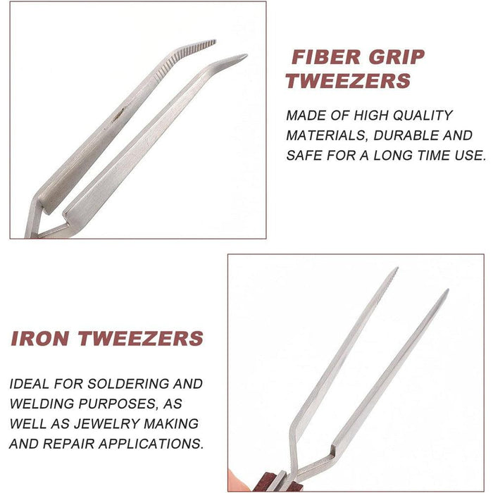 Cross Lock Soldering Tweezers with Fiber Grip