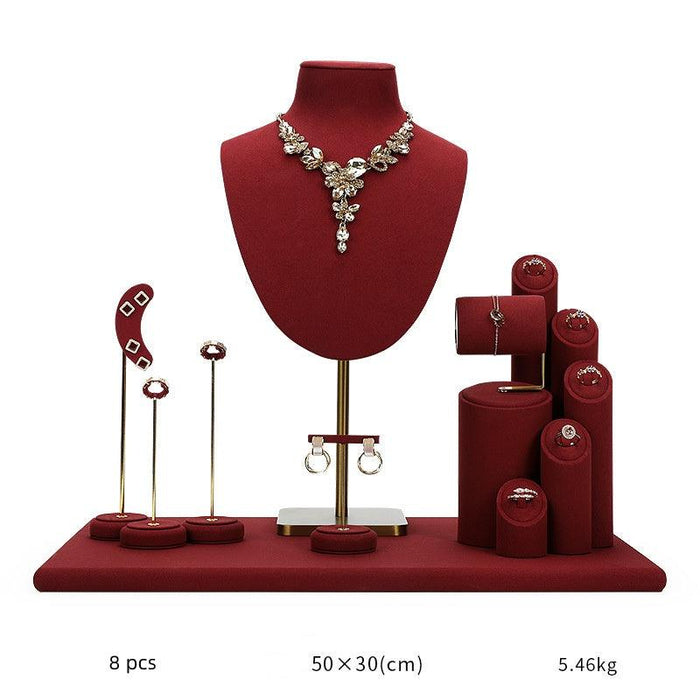 Exquisite Burgundy Microfiber Display Collection - Jewelry Packaging Mall