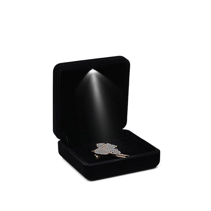 Velvet Brooch Memorial Pin Badge Box with LED