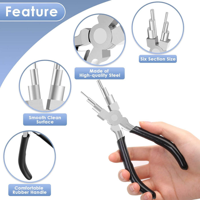 Bail Making Pliers, 6 in 1 Round Nose Pliers for Making Jump Rings, Wire Wrapping, Jewelry Making, Loop Making, Forming Bends - Jewelry Packaging Mall