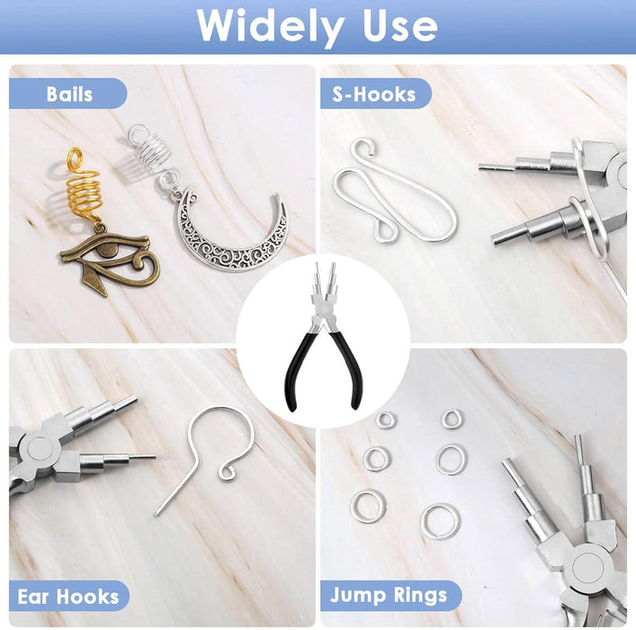 Bail Making Pliers, 6 in 1 Round Nose Pliers for Making Jump Rings, Wire Wrapping, Jewelry Making, Loop Making, Forming Bends - Jewelry Packaging Mall