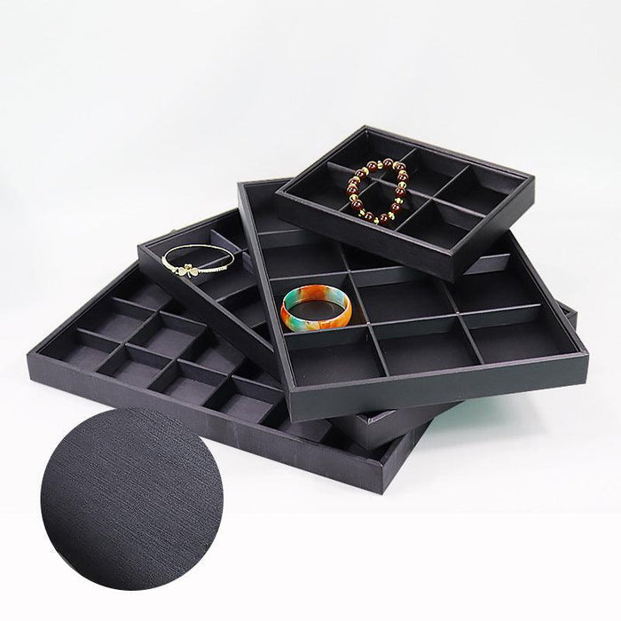 Black Linear PU Leather Showcase Trays - Jewelry Packaging Mall