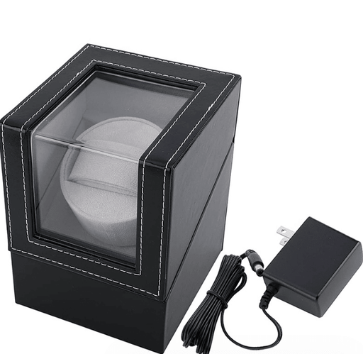 Black Noir Leather Watch Winder Box - Jewelry Packaging Mall