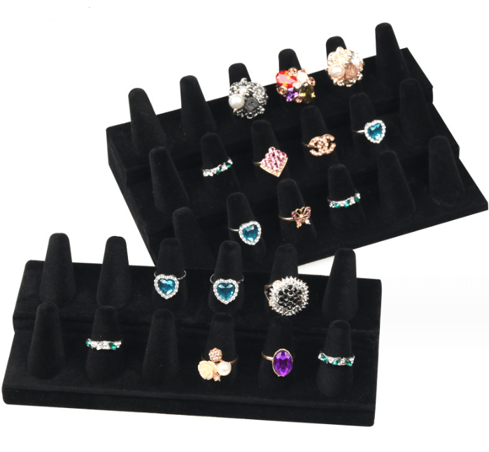 Black Velvet 12 / 18 Fingers Ring Display - Jewelry Packaging Mall