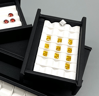B/W Gem Stones Display (1, 3, 4, 5, 21, 30, 45, 50 Slots) - Jewelry Packaging Mall