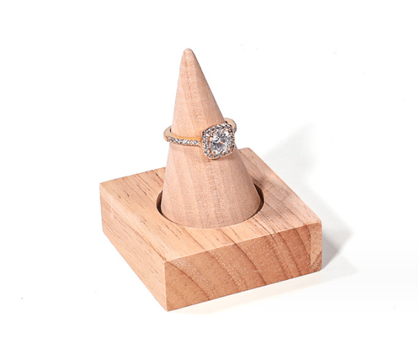 Cone Shape Wood Finger Ring Stand For Fashion Jewelry - Jewelry Packaging Mall
