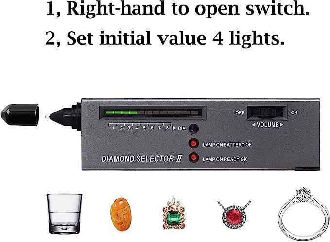 Diamond Tester Pen, High Accuracy Jewelry Diamond Tester＋ 60X Mini LED Magnifying, Professional Diamond Selector for Novice and Expert, Thermal Conductivity Meter - Jewelry Packaging Mall
