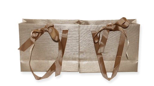 Golden Brown Shopping Bag with Ribbon - Jewelry Packaging Mall