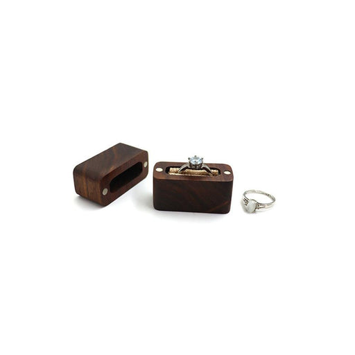Mini Ring Box Handcrafted Walnut Wood Jewelry Box for Wedding Ceremony Ring Storage - Jewelry Packaging Mall
