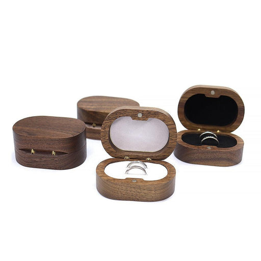 Walnut Oval Double ring Jewelry Box - Jewelry Packaging Mall