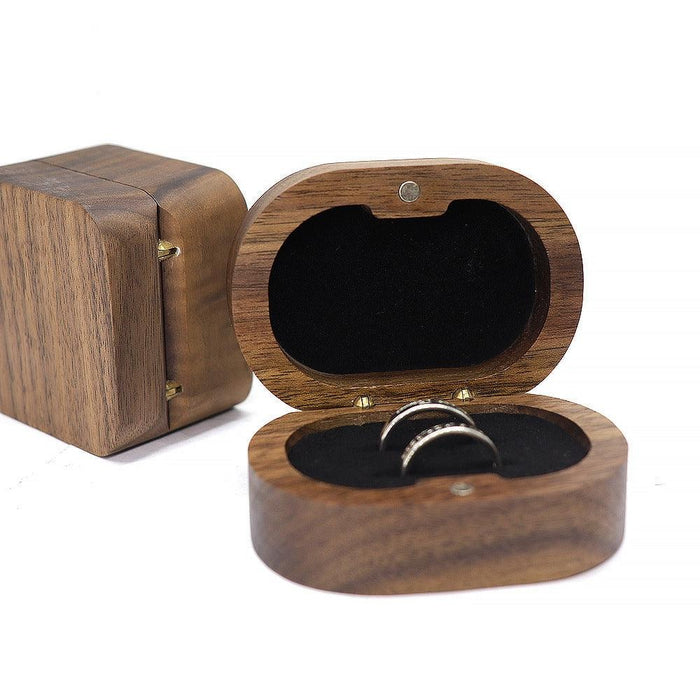 Walnut Oval Double ring Jewelry Box - Jewelry Packaging Mall