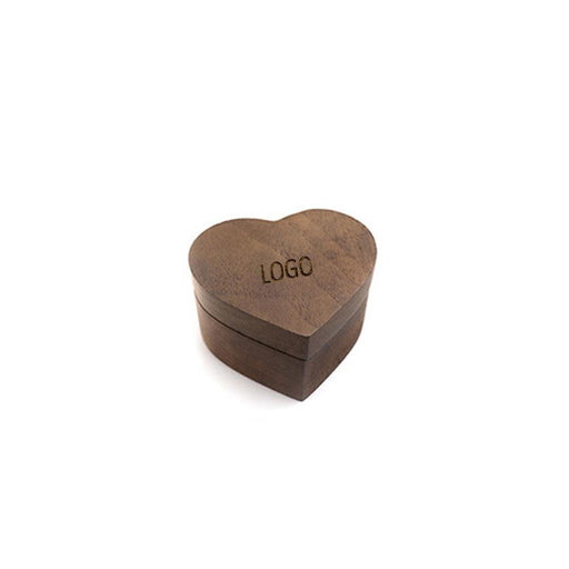 Walnut Wood Heart Single and Double ring Jewelry box - Jewelry Packaging Mall