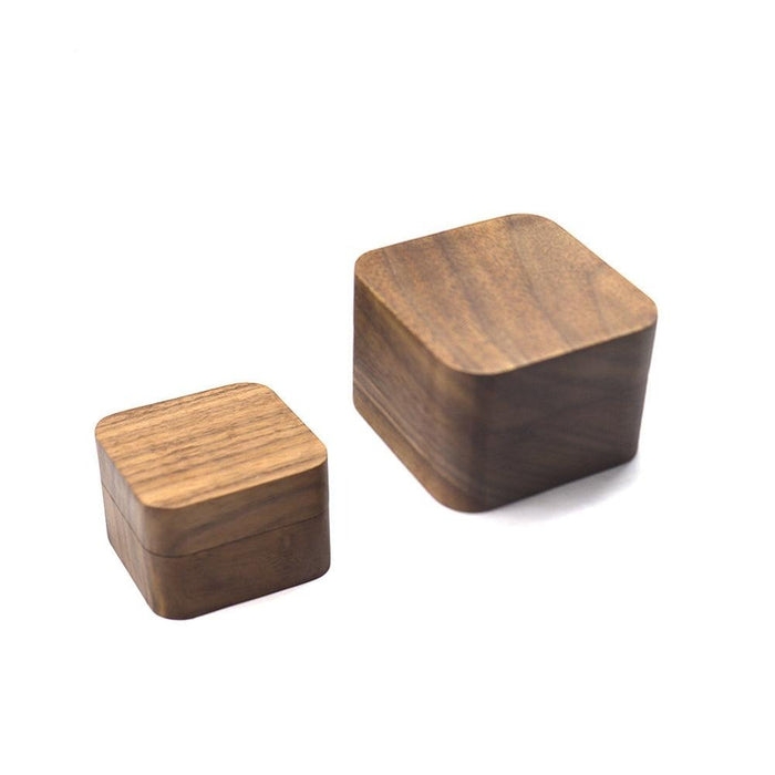 Wooden Ring Box for Wedding Ceremony 2 Slots Vintage Ring Bearer Box - Jewelry Packaging Mall