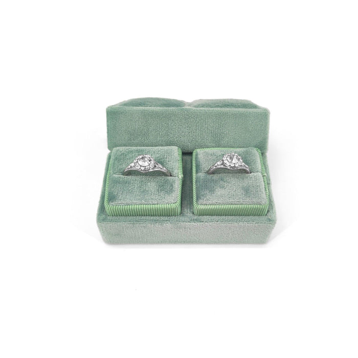 Zetland Velvet Double Ring Box - Jewelry Packaging Mall