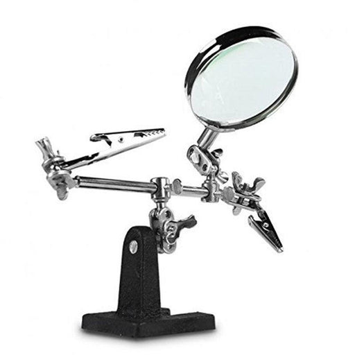 3 in 1 - Adjustable Helping Hand with Magnifying Glass, Third Hand Solder Aid, Soldering Wire Station Stand with Dual Alligator Clips and a Heavy Base, Beading & Jewelry Making Tools, Solder Holder - Jewelry Packaging Mall