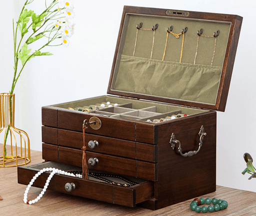 Classic Solid Wood Jewelry Organizer (3 drawers) - Jewelry Packaging Mall