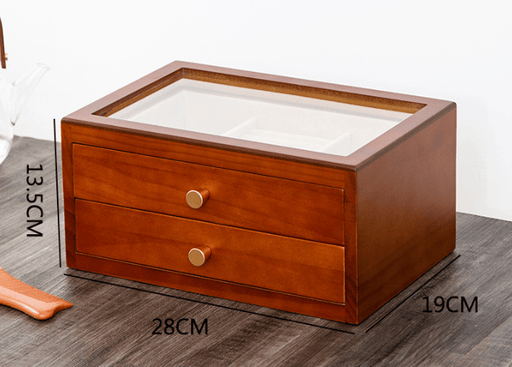 Classical Solid Wood Organizer with Glass Lid - Jewelry Packaging Mall