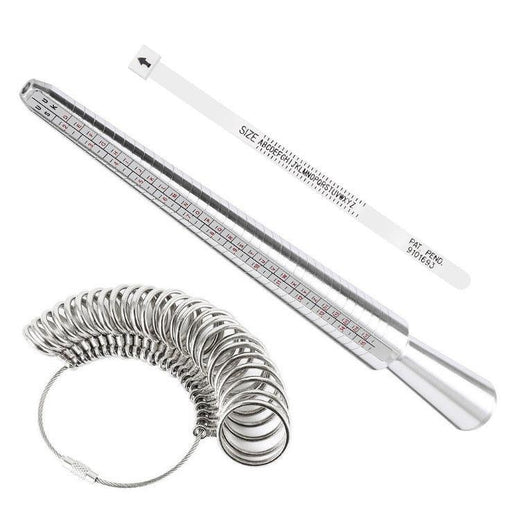 USUK EU FR Ring Sizer Measuring Tool, Metal Ring Sizing Kit with Finger Sizer Mandrel for Jewelry Sizing Measuring. - Jewelry Packaging Mall